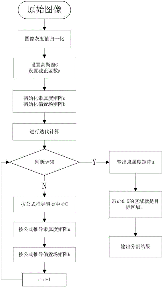 MRI (Magnetic Resonance Imaging) image segmentation method based on fuzzy thought and level set frame