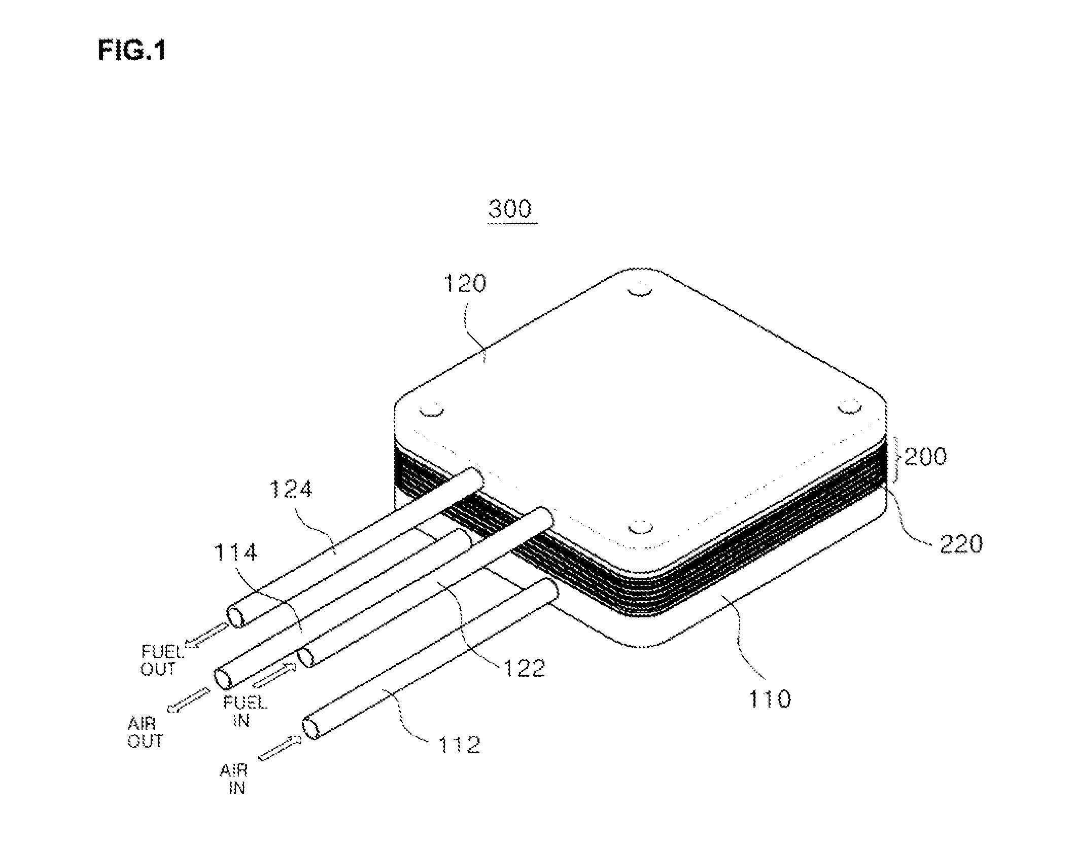 Solid oxide fuel cell stack with uniform flow distribution structure and metal sealing member