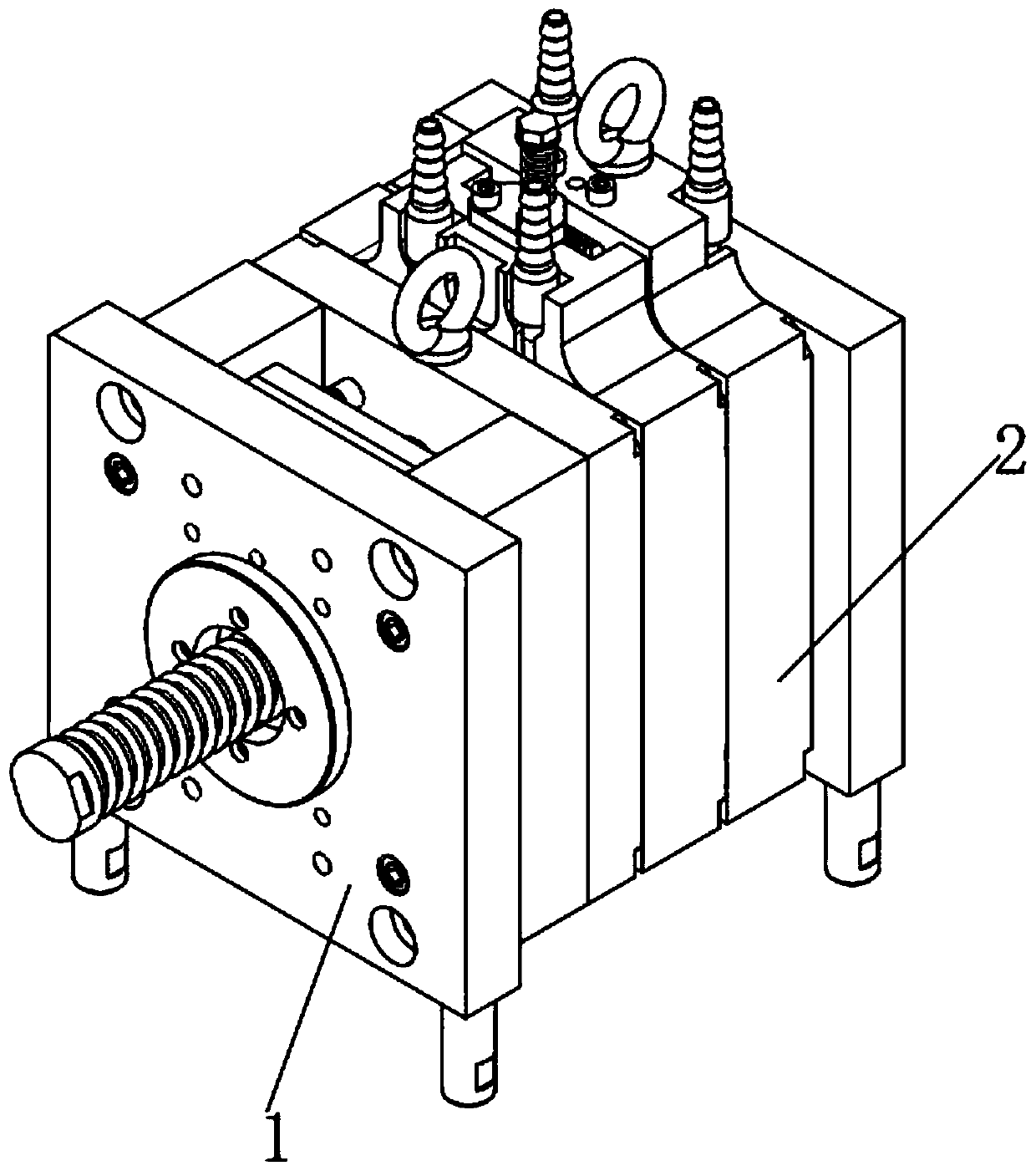 Extrusion forming device for injection mold and work method thereof