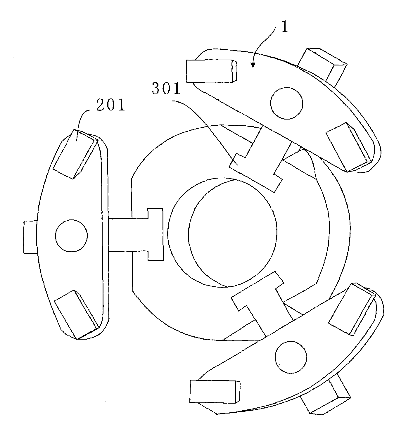 Six-claw double-linkage self-centering chuck