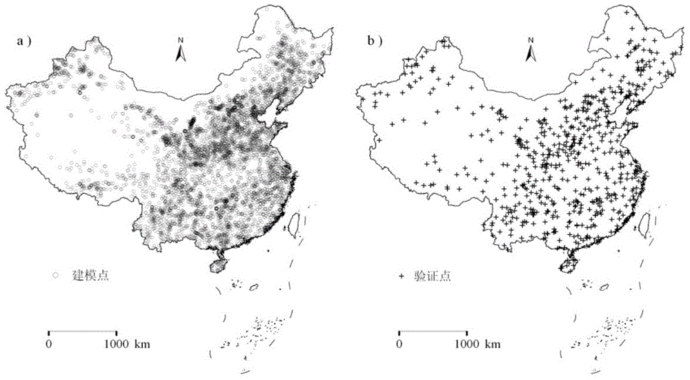 Large-scale soil organic carbon spatial distribution simulation method involving environmental factors