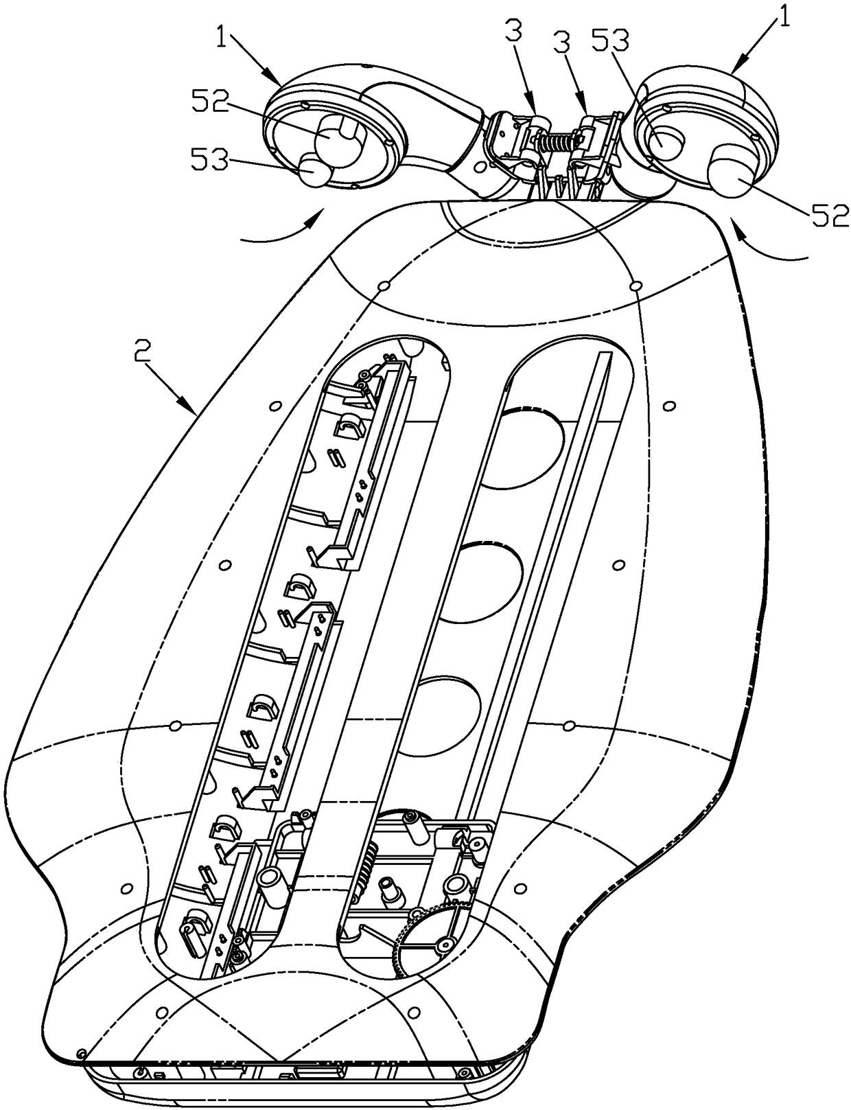 Body building device provided with heating devices