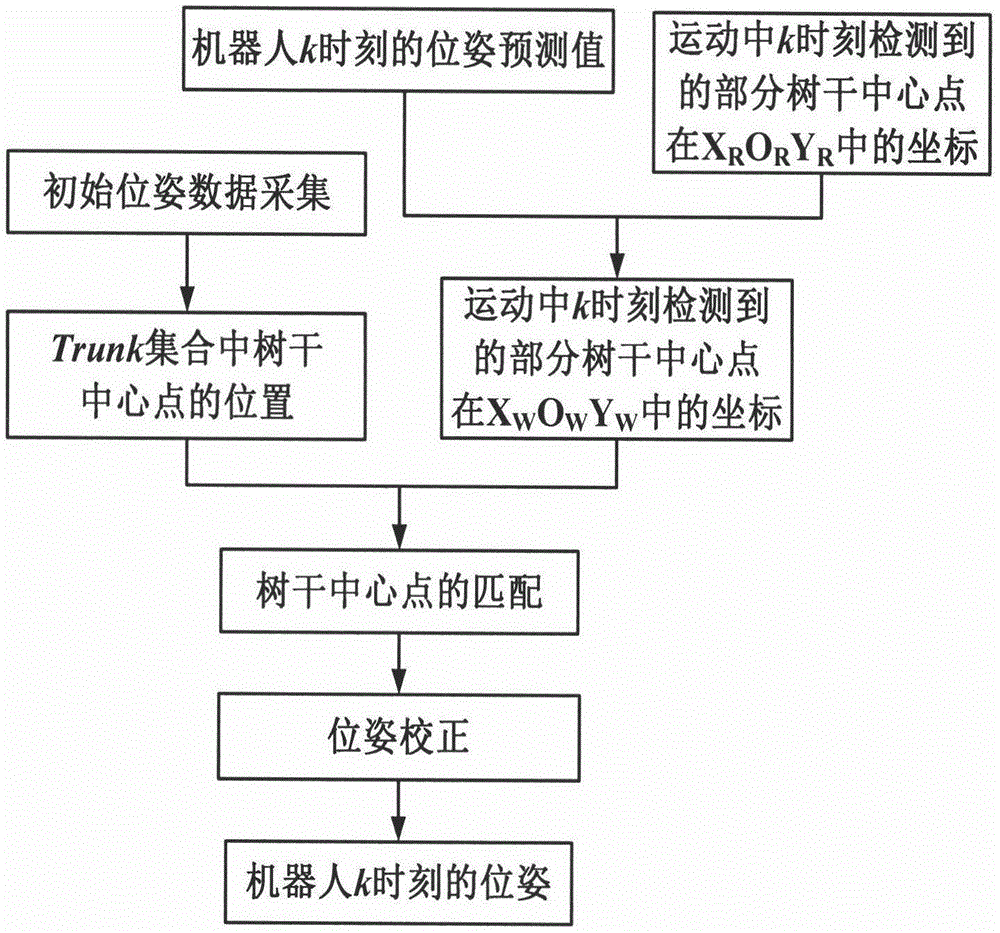 Orchard work agricultural robot interrow positioning method