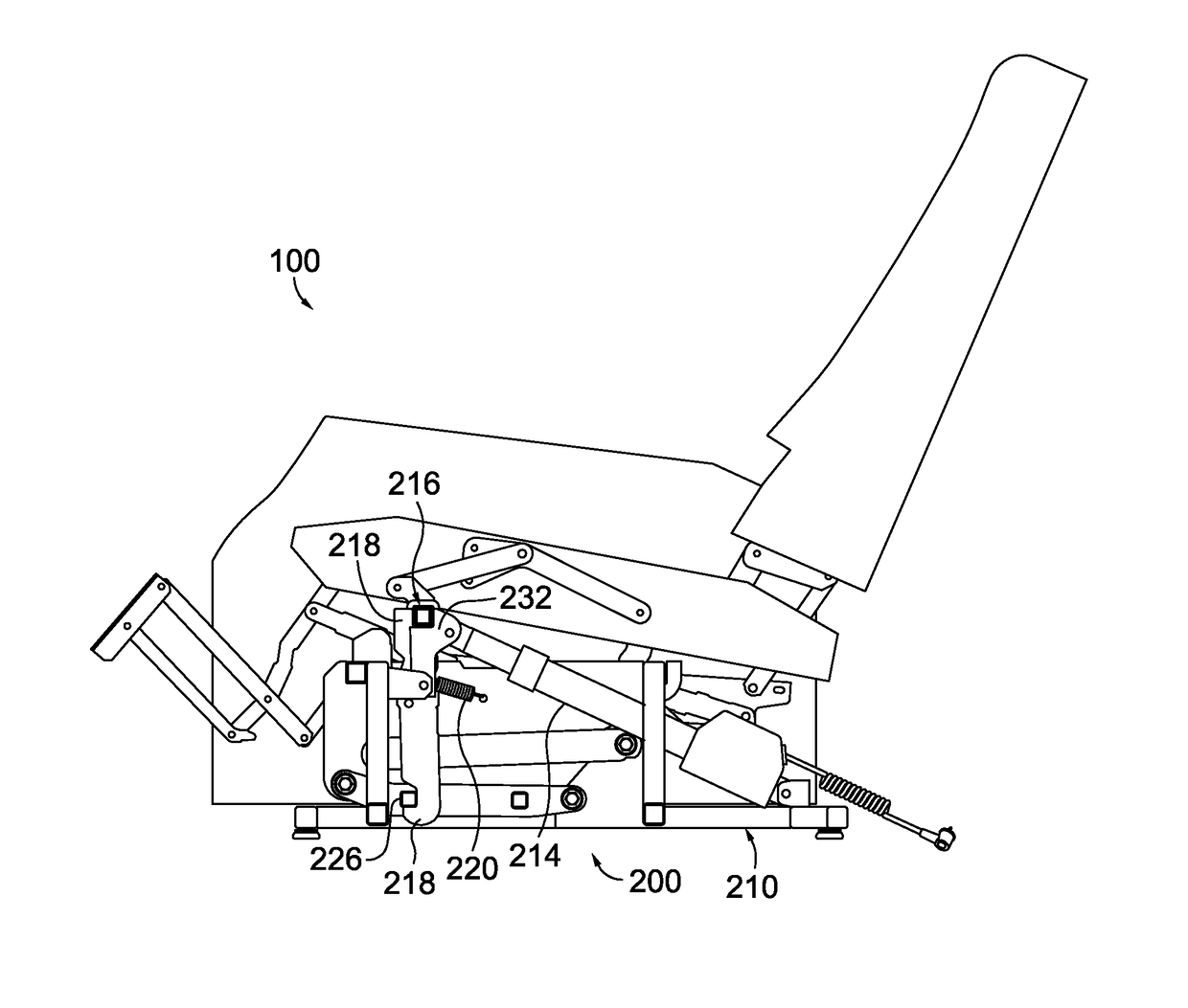 Seat lift mechanism for a reclining chair