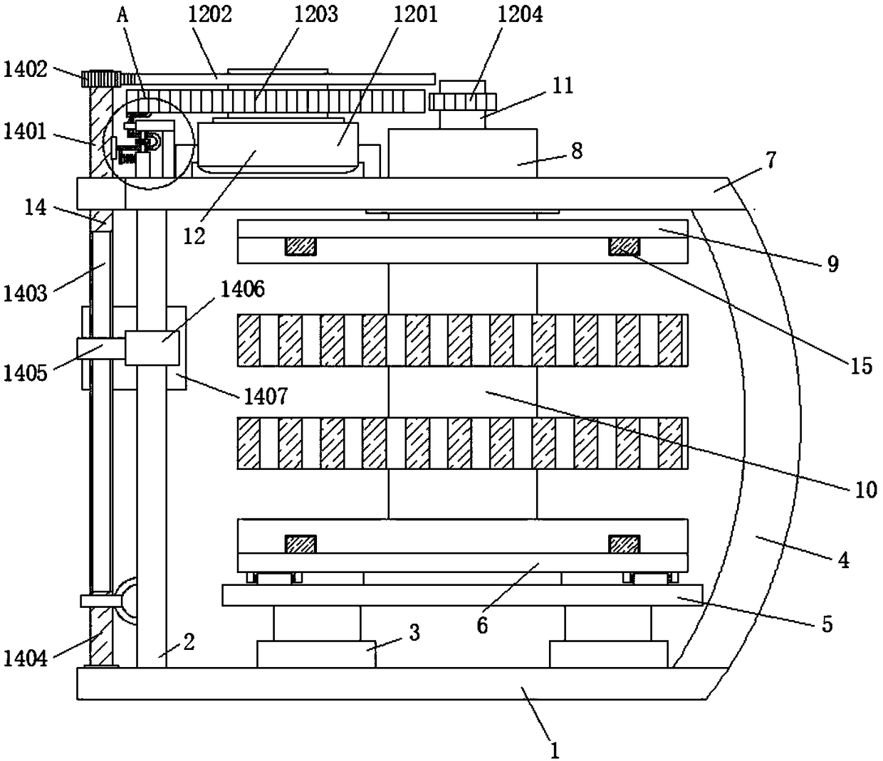 Rubber hose fixing rack capable of preventing hydraulic rubber hose from being damaged and hose winding device of fixing rack