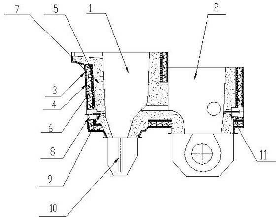 Copper furnace for continuously casting copper-aluminium composite material