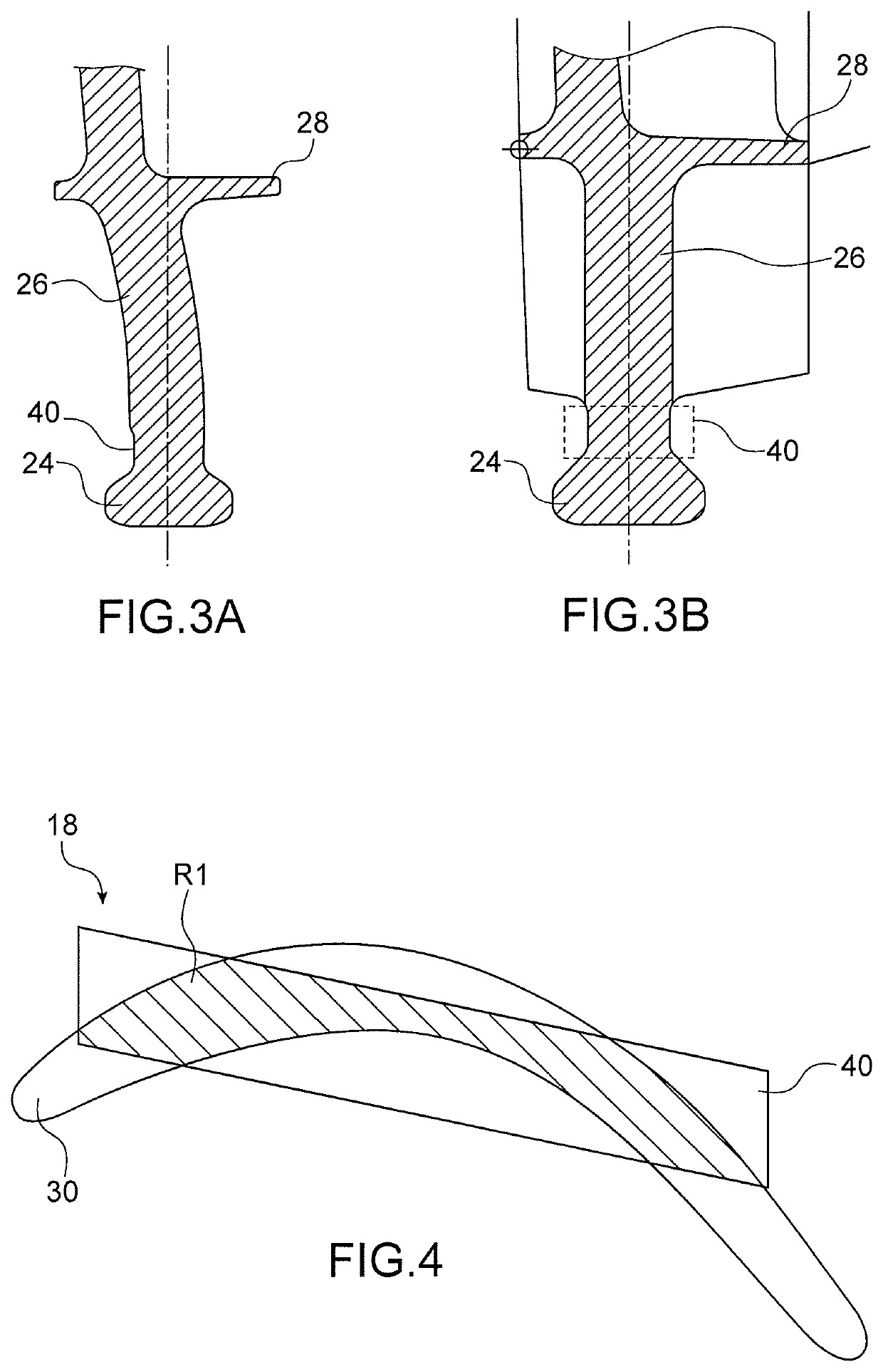 Turbine rotor disk blade having a foot of curvilinear shape