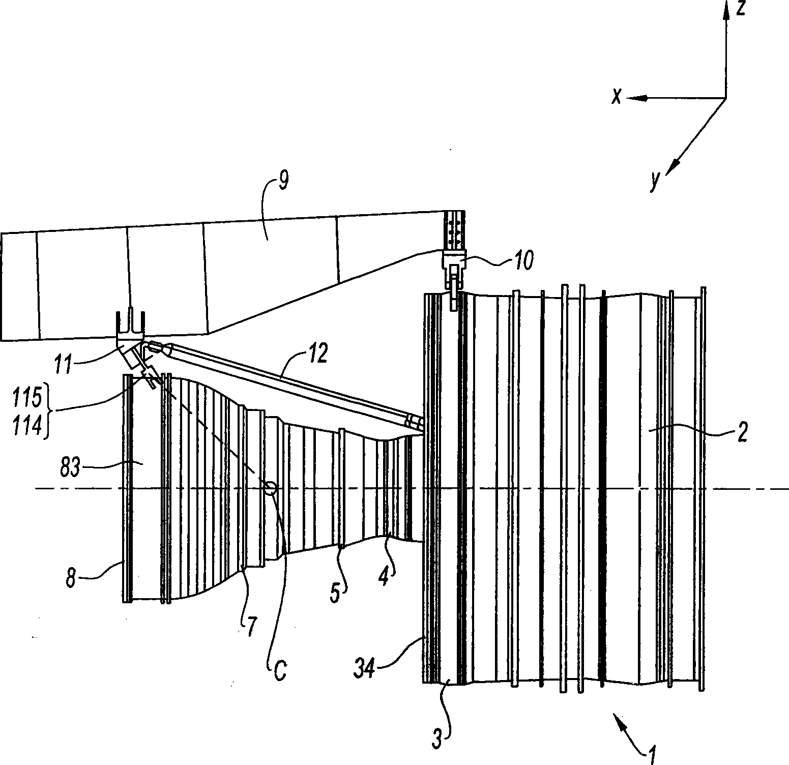 Suspension of a turbojet to an aircraft