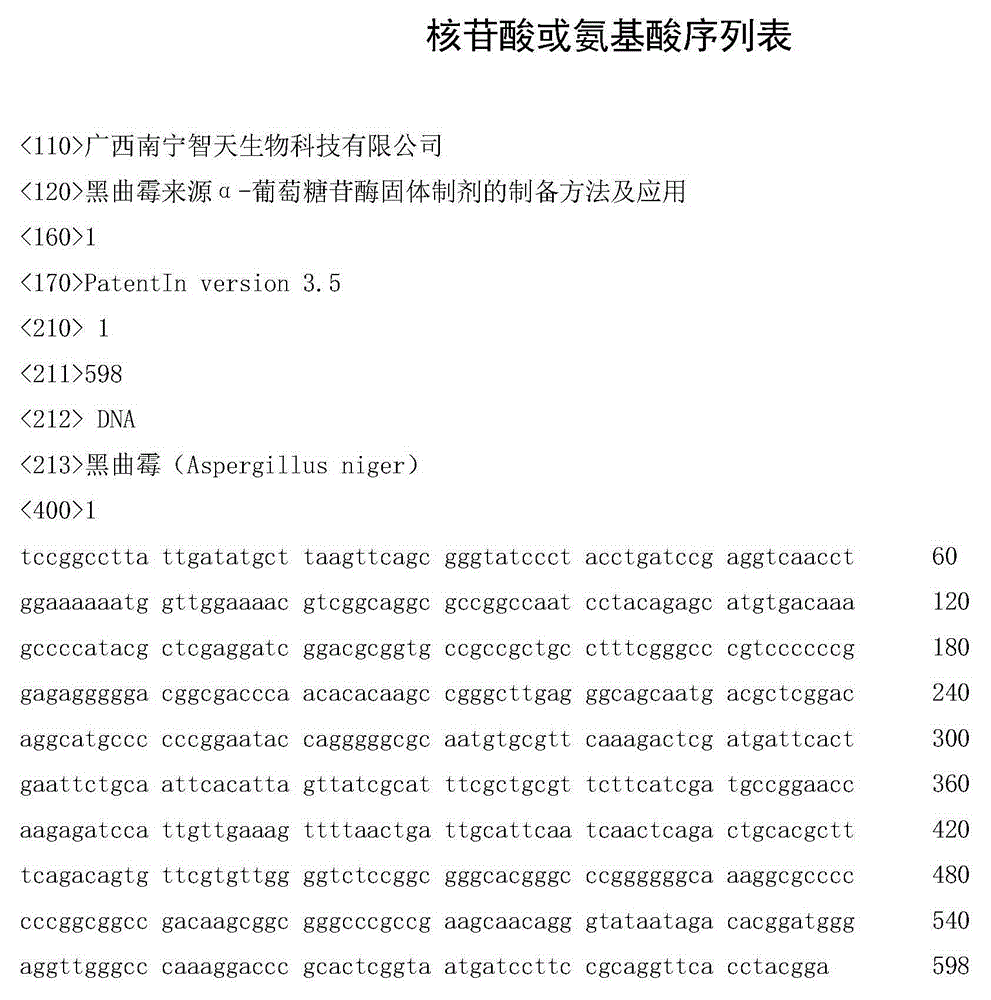 Preparation method of aspergillus niger-source alpha-glucosidase solid preparation and application thereof