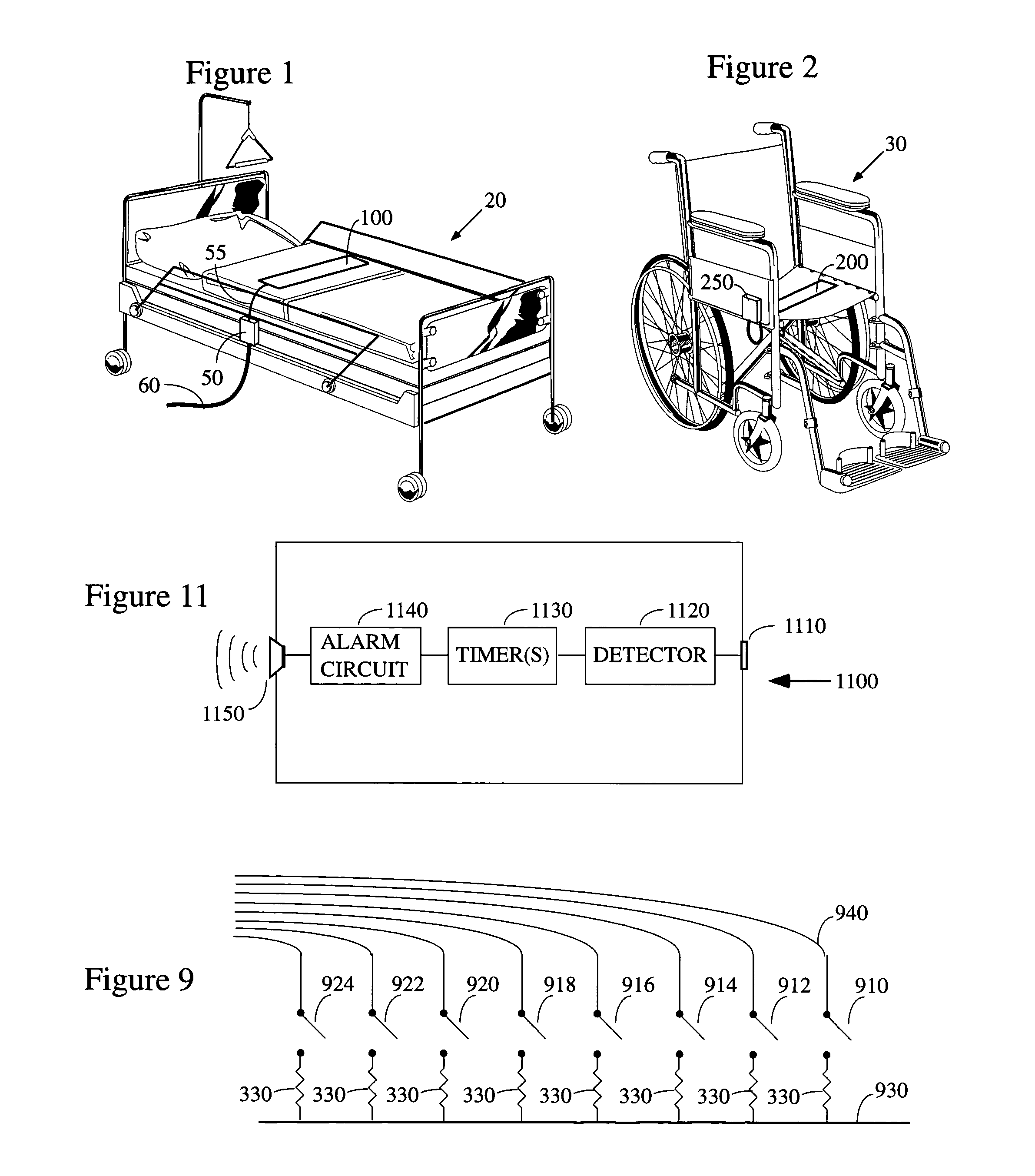 Sensor and method for detecting a patient's movement via position and occlusion