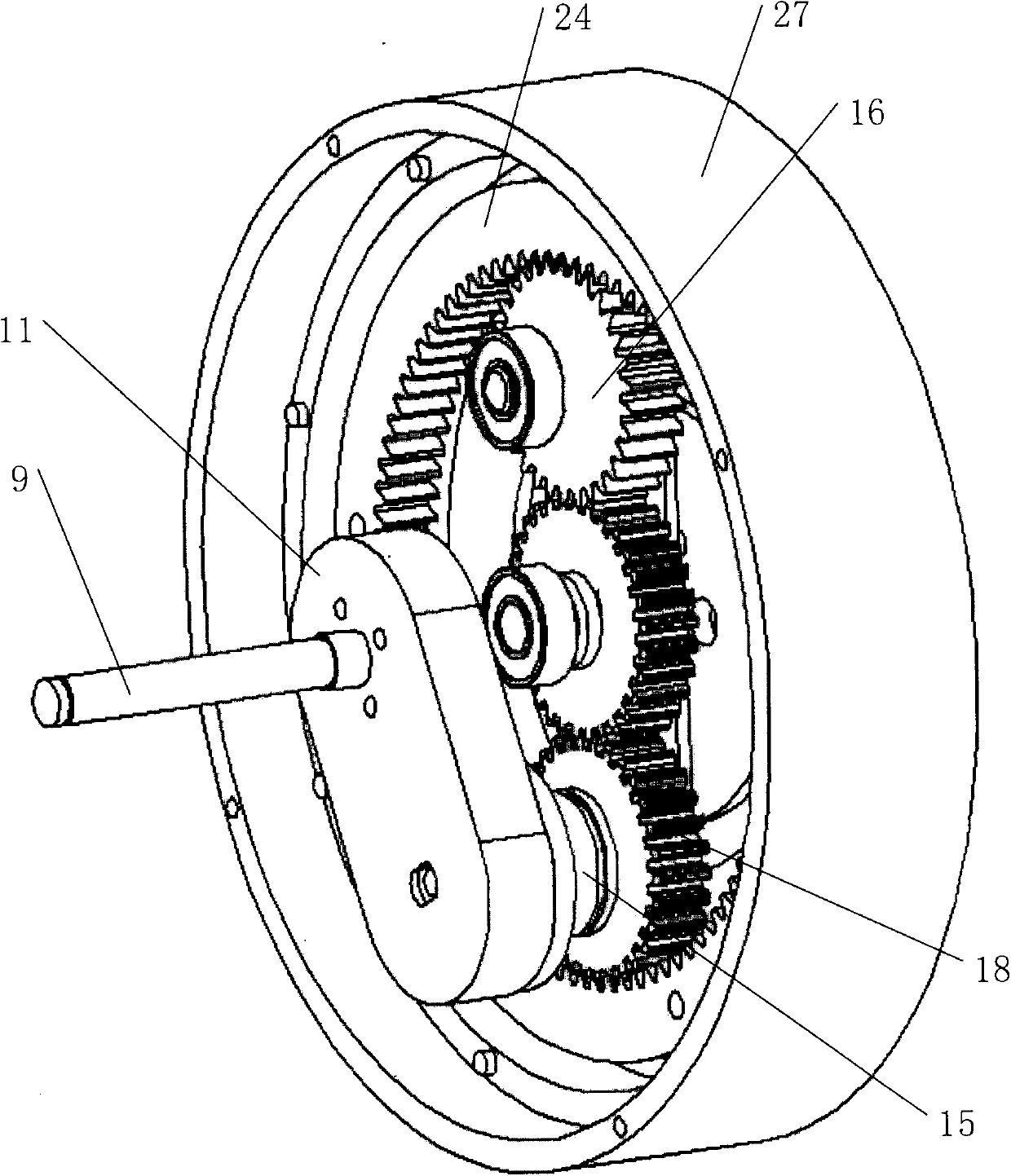 Composite configuration amphibious robot based on epicyclic gear trains and provided with wheel paddle legs