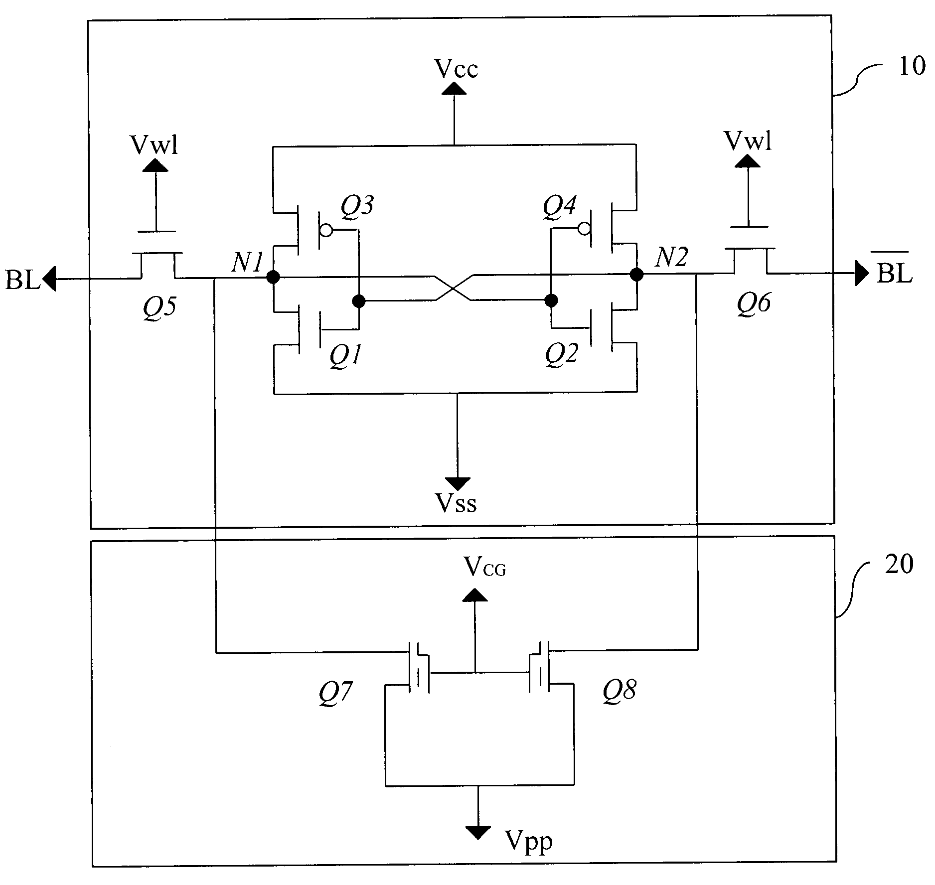 Non-volatile SRAM cell having split-gate transistors