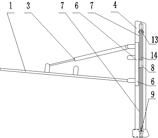 Forward-extending platform capable of adjusting distance to cab ceiling automatically