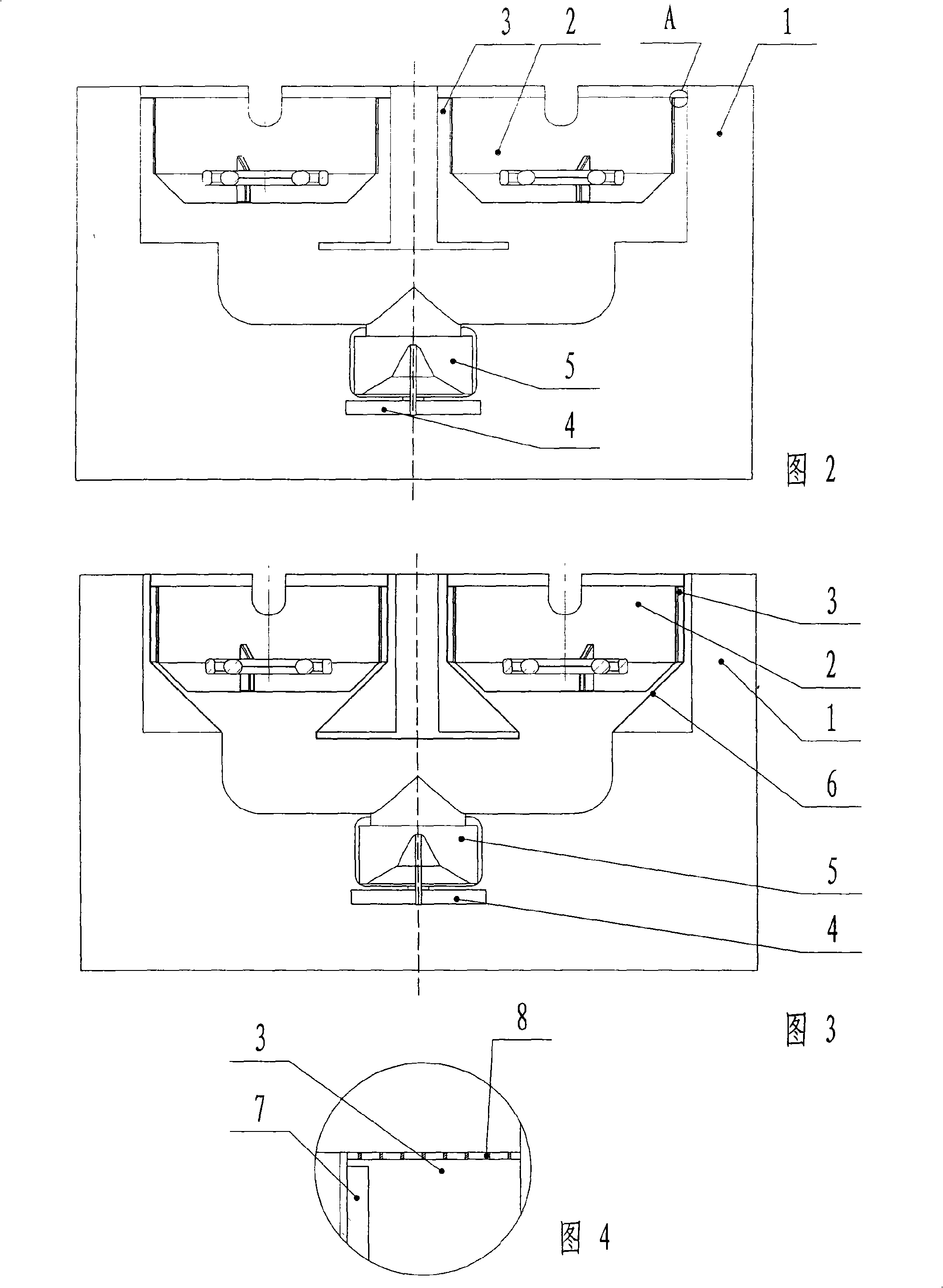 Down draft type oil smoke discharging integrated range machine