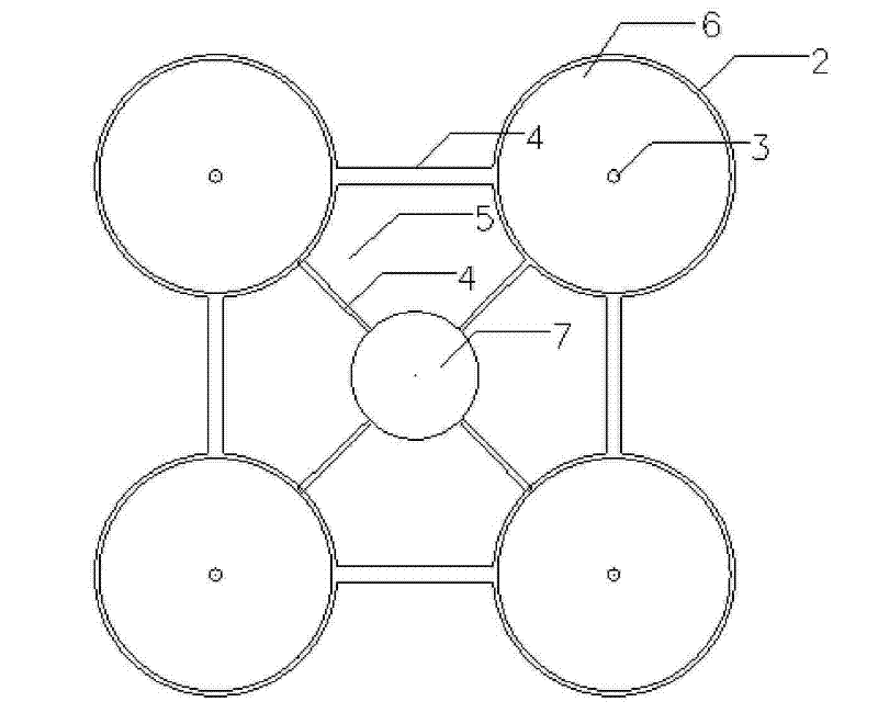 Movable prefabricated multi-barrel type gravity mixed foundation