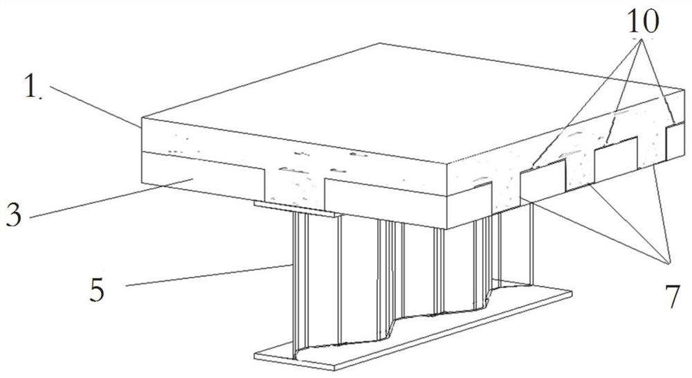 Steel-concrete composite beam structure, building and construction method