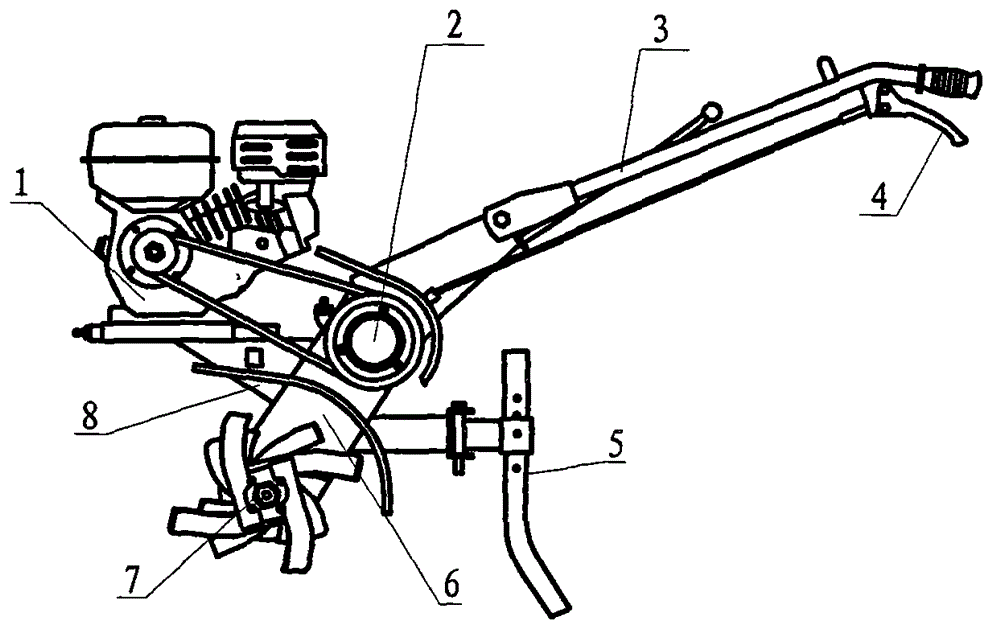 Farming machine with steel plate machine body and jaw clutch