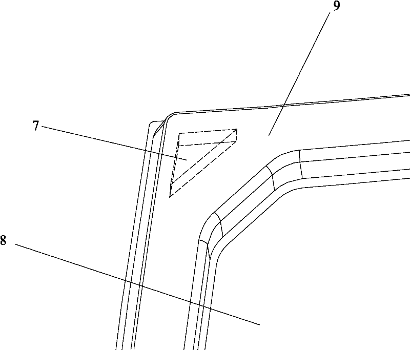 Method for eliminating bubbles of polyurethane (PU) injection moulding corner and obtained glass window