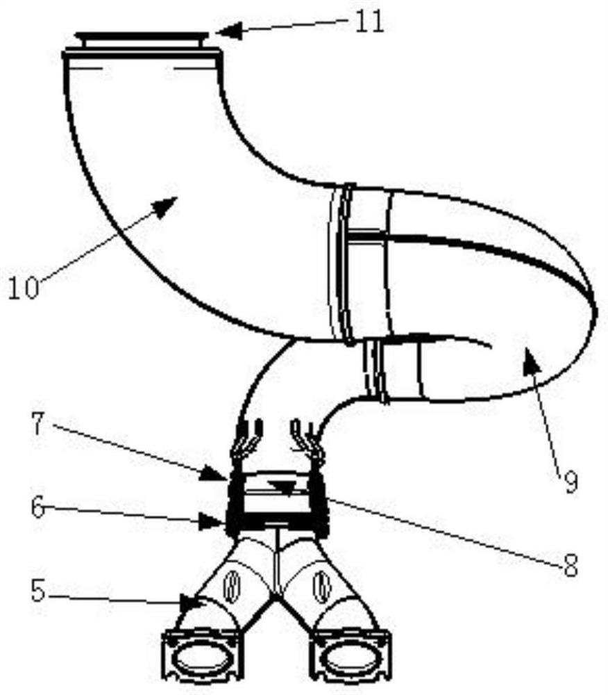 Two-stroke motorcycle sled engine exhaust silencer and working method thereof