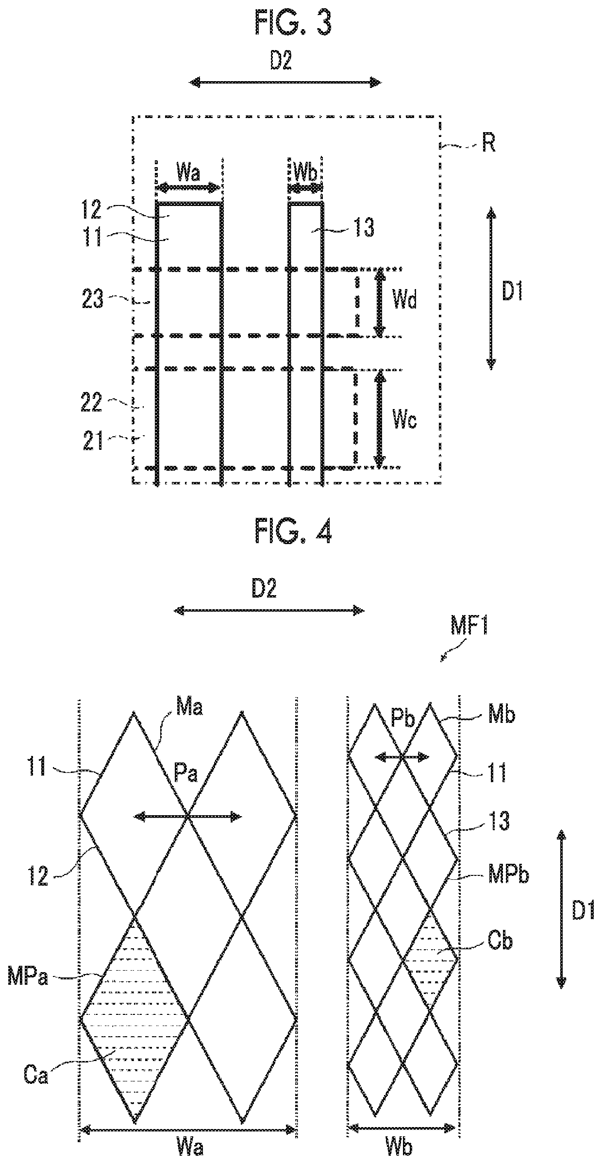 Conductive member for touch panel and touch panel