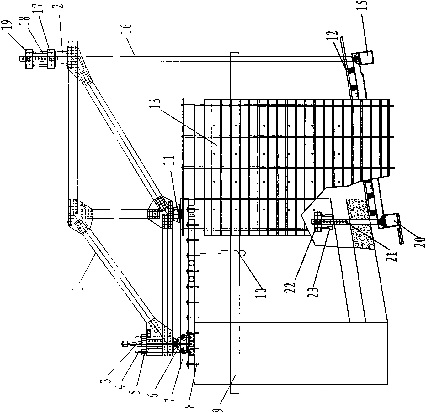 Receding construction method of cradle of continuous girder bridge made of prestressing concrete