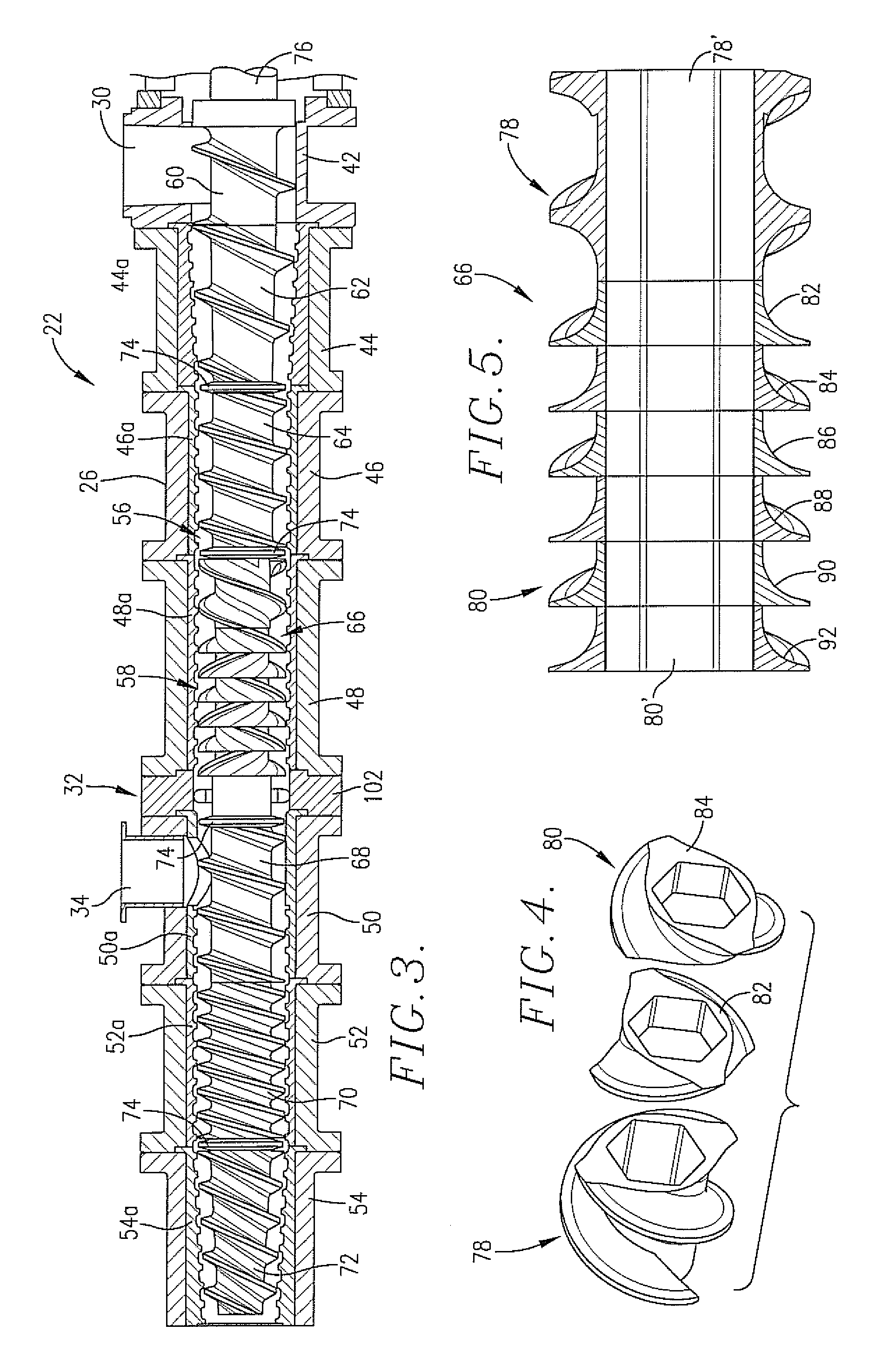 Extruder having variable mid-barrel restriction and adjacent high intensity mixing assembly