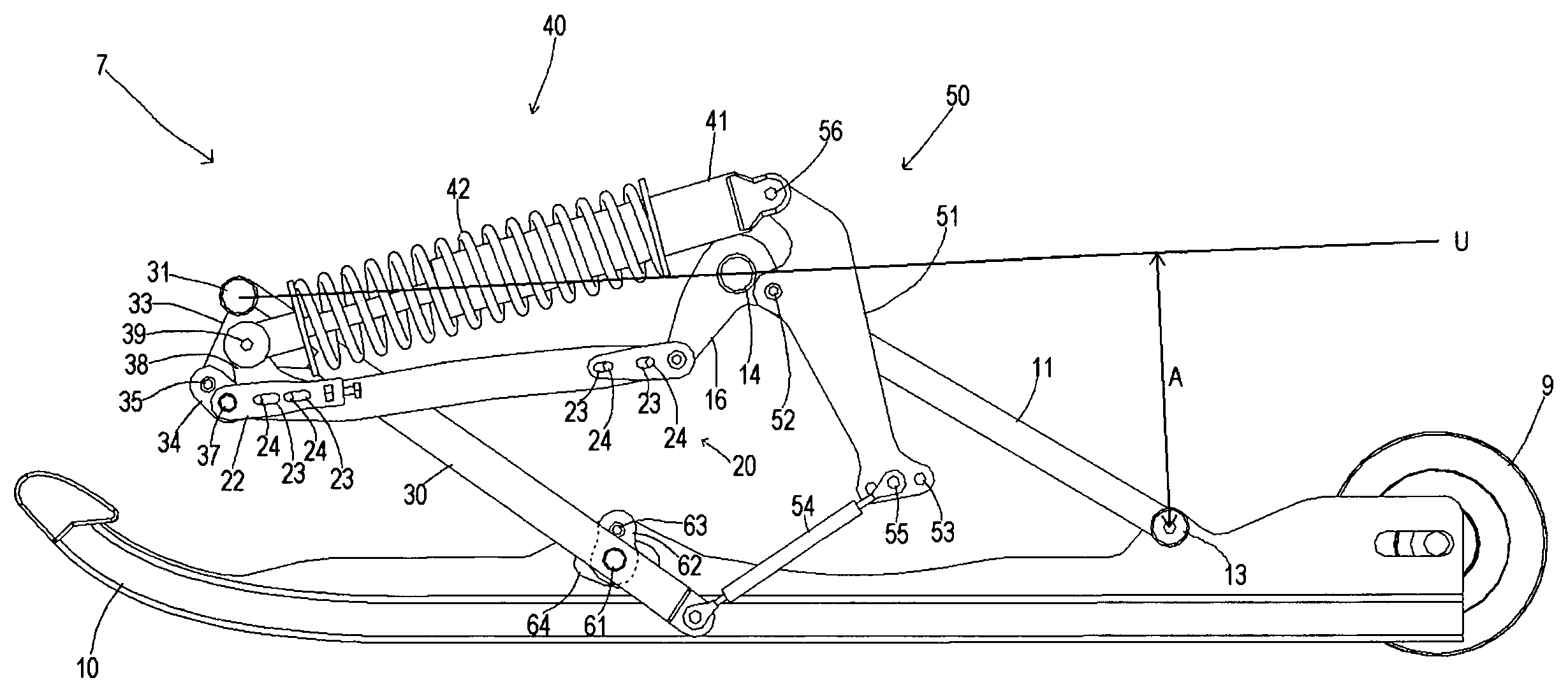 Snowmobile track suspension