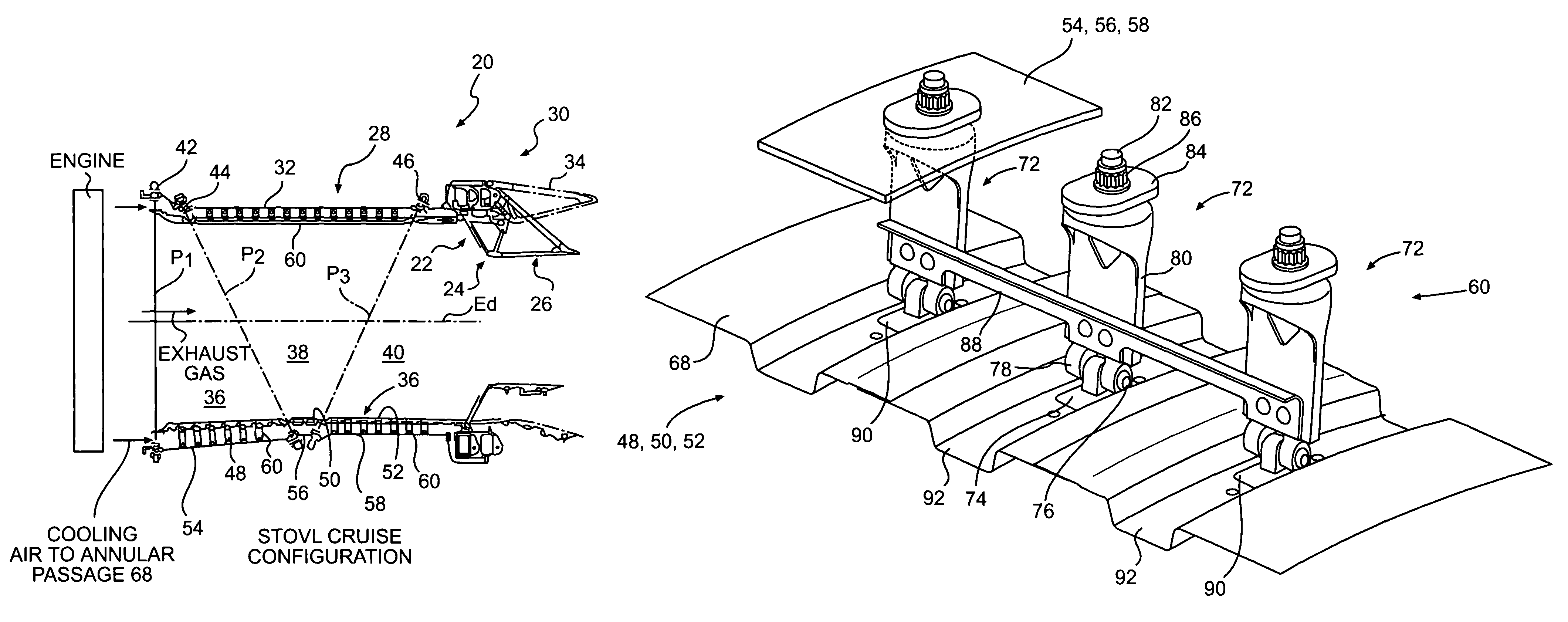 Low profile attachment hanger system for a cooling liner within a gas turbine engine swivel exhaust duct