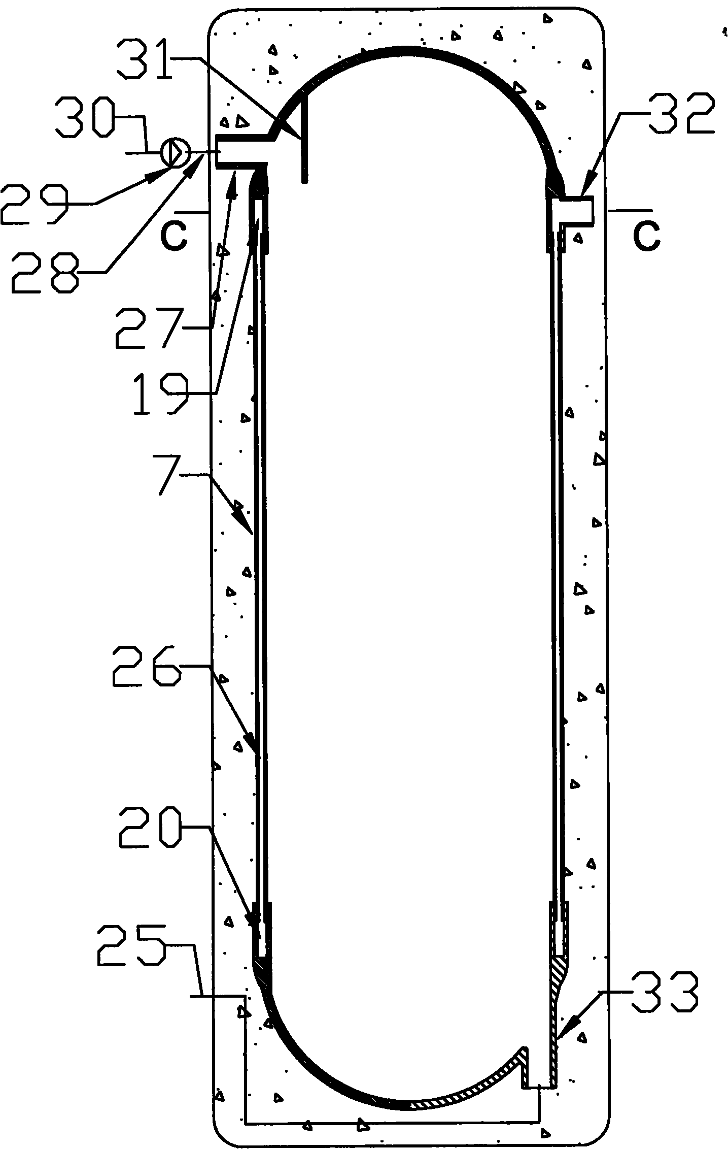 Pressure-bearing double-cycle three-cavity tube solar bathroom