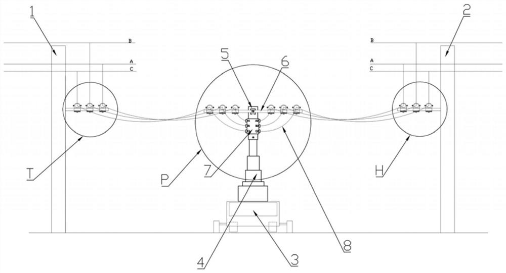 Temporary contact device for 10kV distribution line bypass operation and construction method