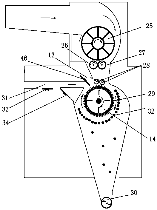 Cotton ginning device capable of preventing negative pressure and realizing efficient flow guide