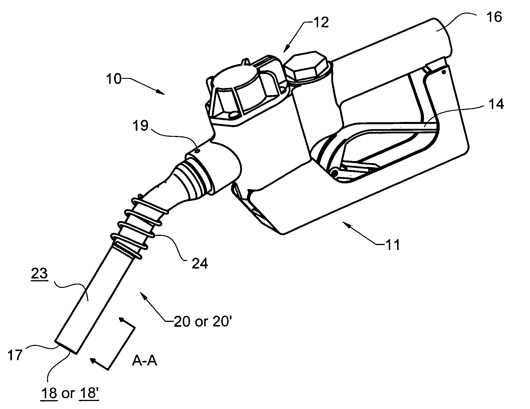 Fuel dispensing spout with continuous endface