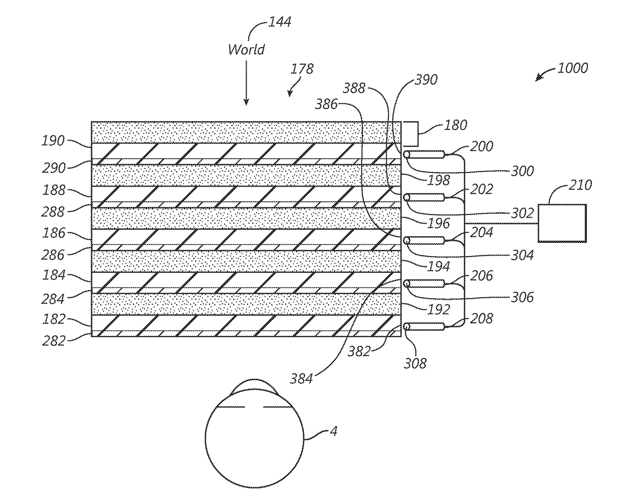 Virtual and augmented reality systems and methods having unequal numbers of component color images distributed across depth planes