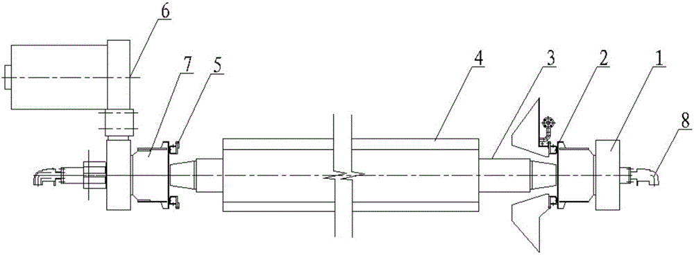 A screw conveying device for metal pellets used in high temperature environment