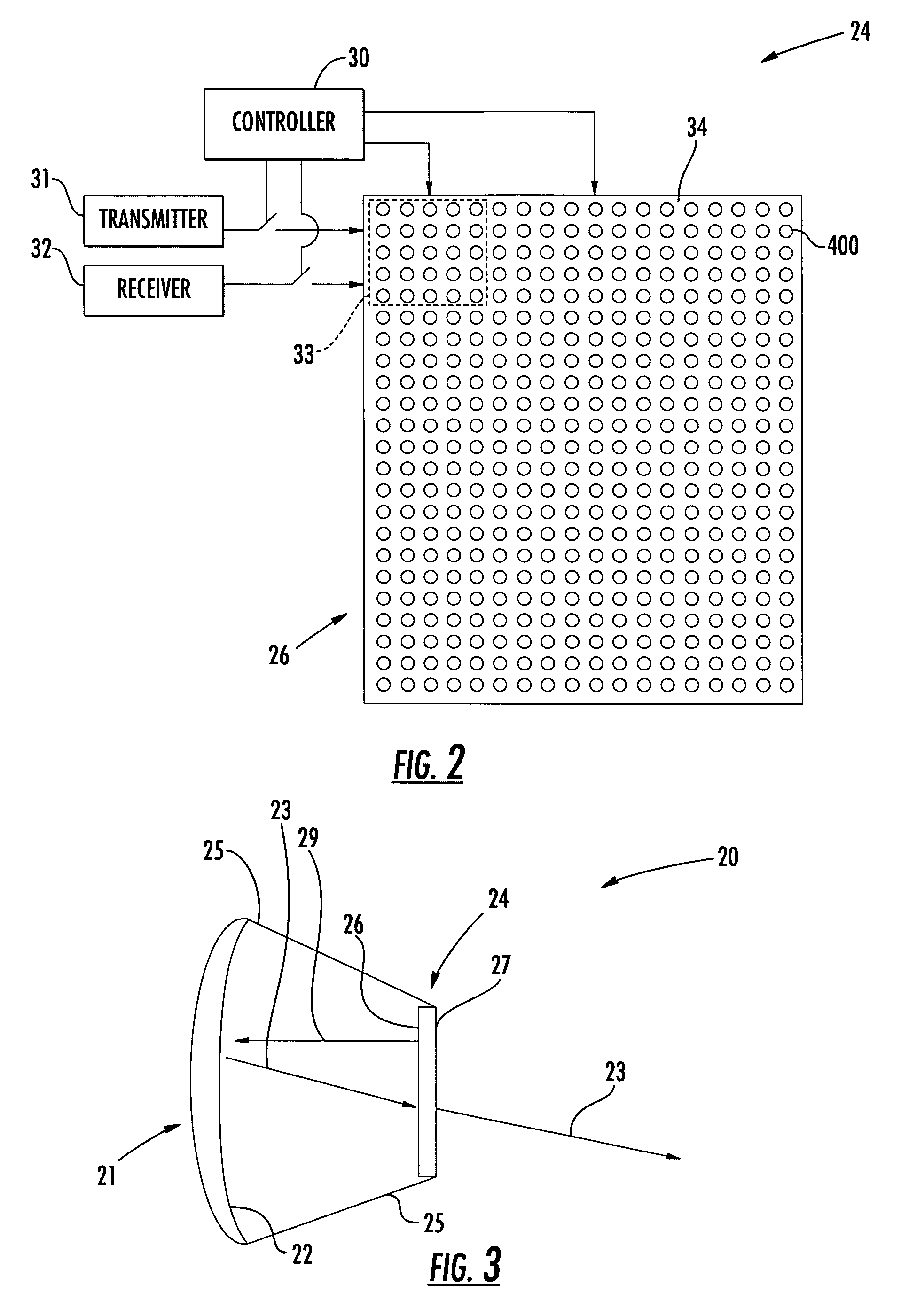 Reflector antenna system including a phased array antenna operable in multiple modes and related methods