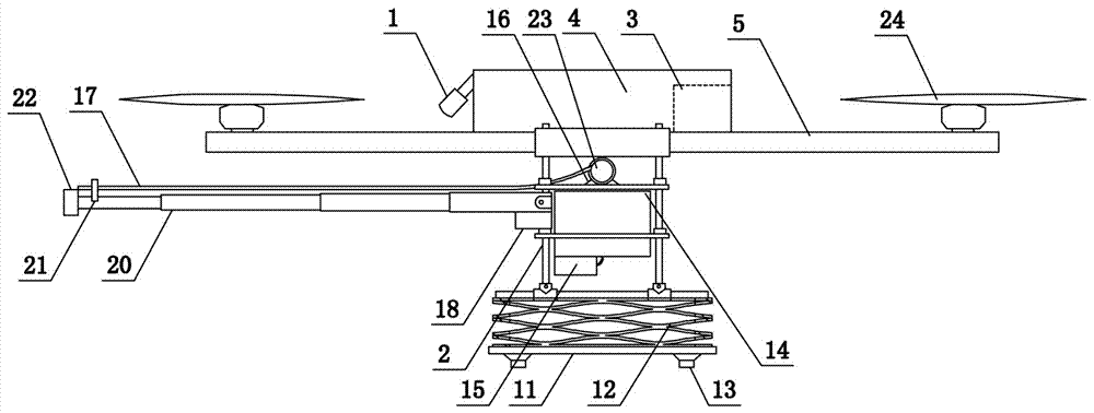 Spaying and photographing device for aerially detecting hydrophobicity of insulator for power transmission line in hot-line manner