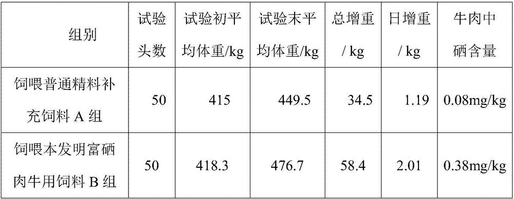 Feed for selenium-enriched beef cattle and feeding method