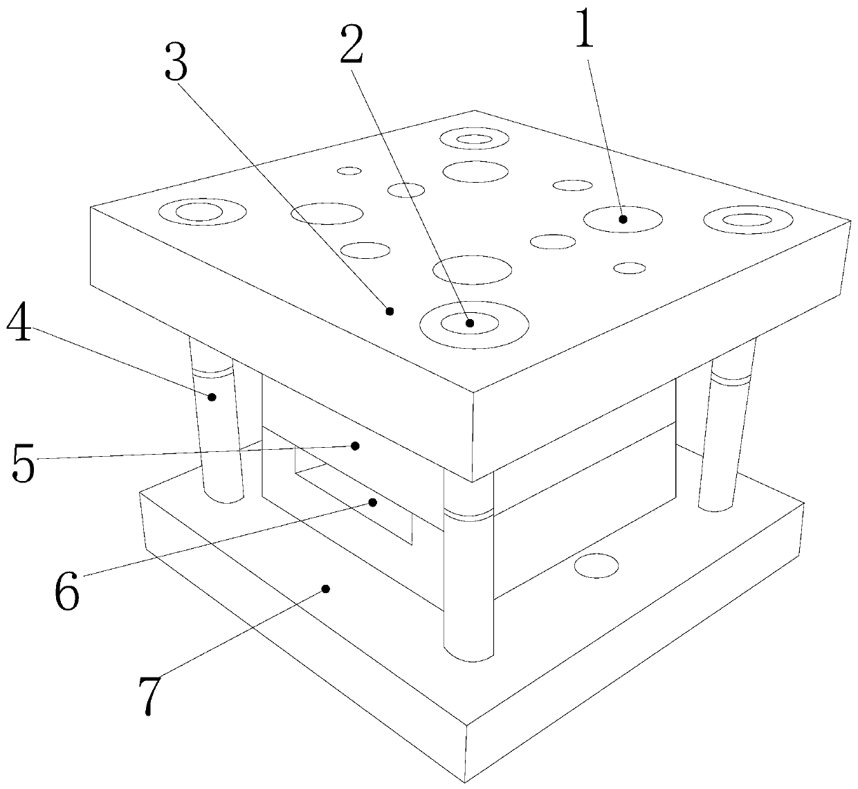 Corner stamping and blanking rough die for metal cutting part top block frame air defence stress marks