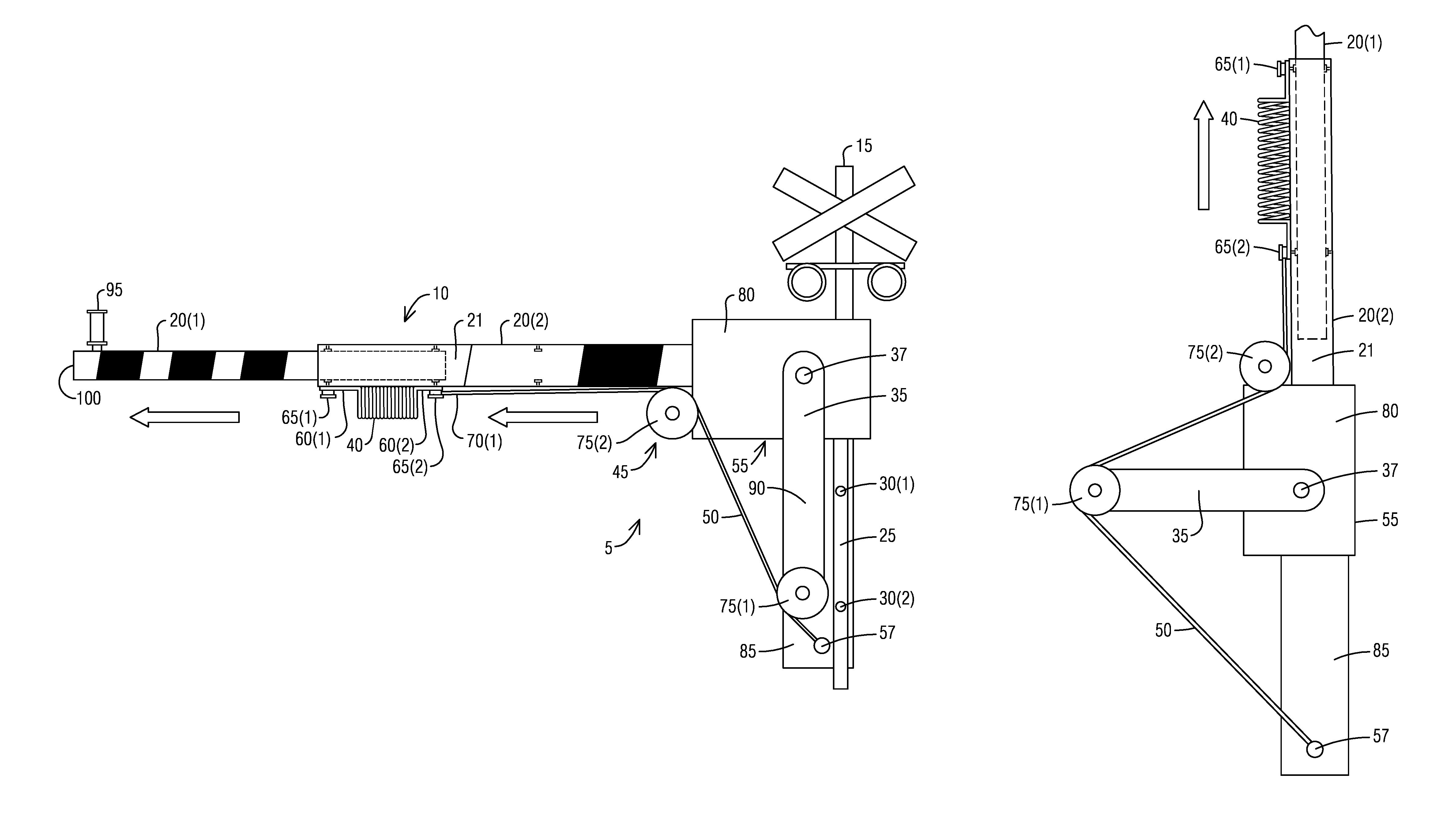 Mechanically extendable railroad crossing gate