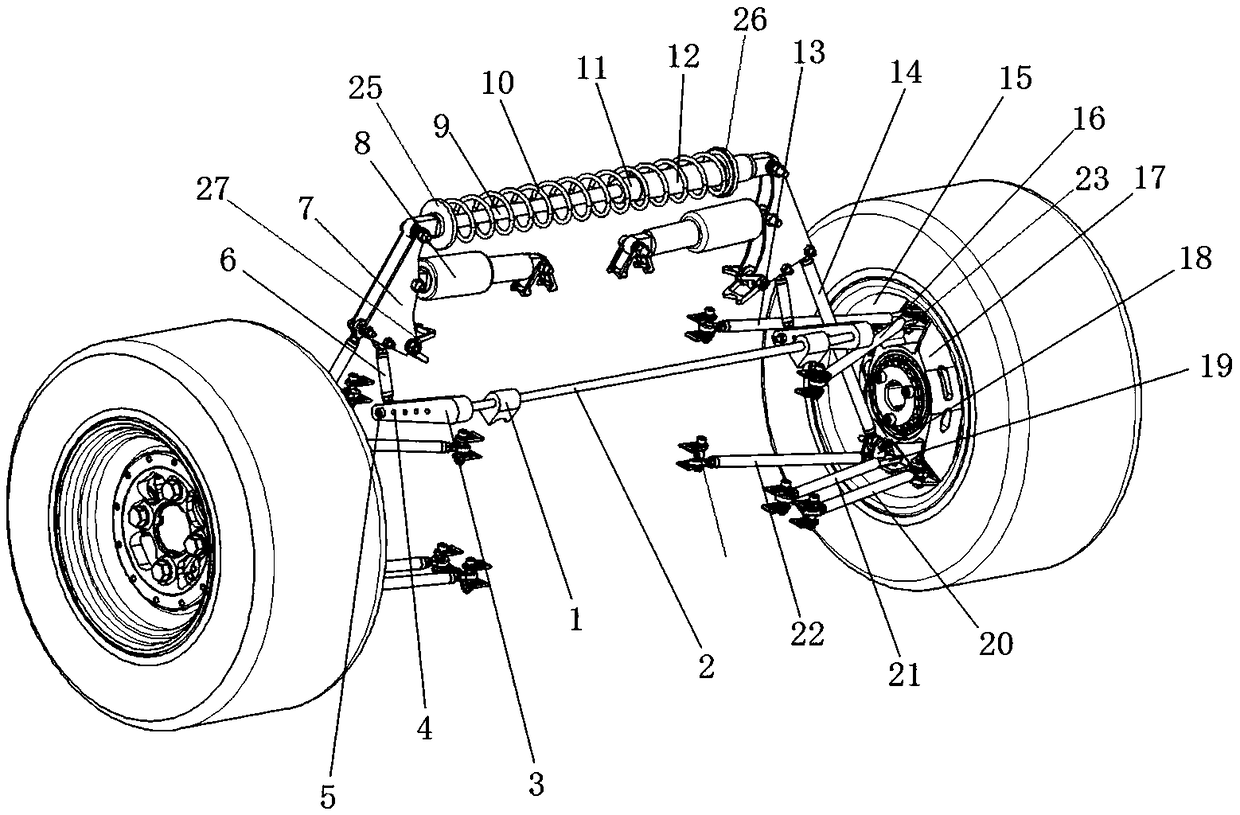 Double cross arm independent rear suspension of equation type racing car and method for controlling linear rigidity thereof