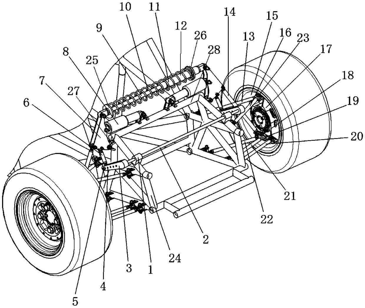 Double cross arm independent rear suspension of equation type racing car and method for controlling linear rigidity thereof