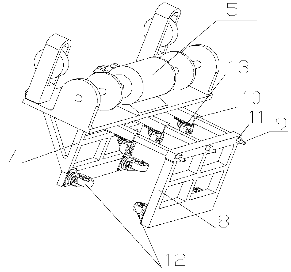 Hanging basket device used for building construction and using method thereof