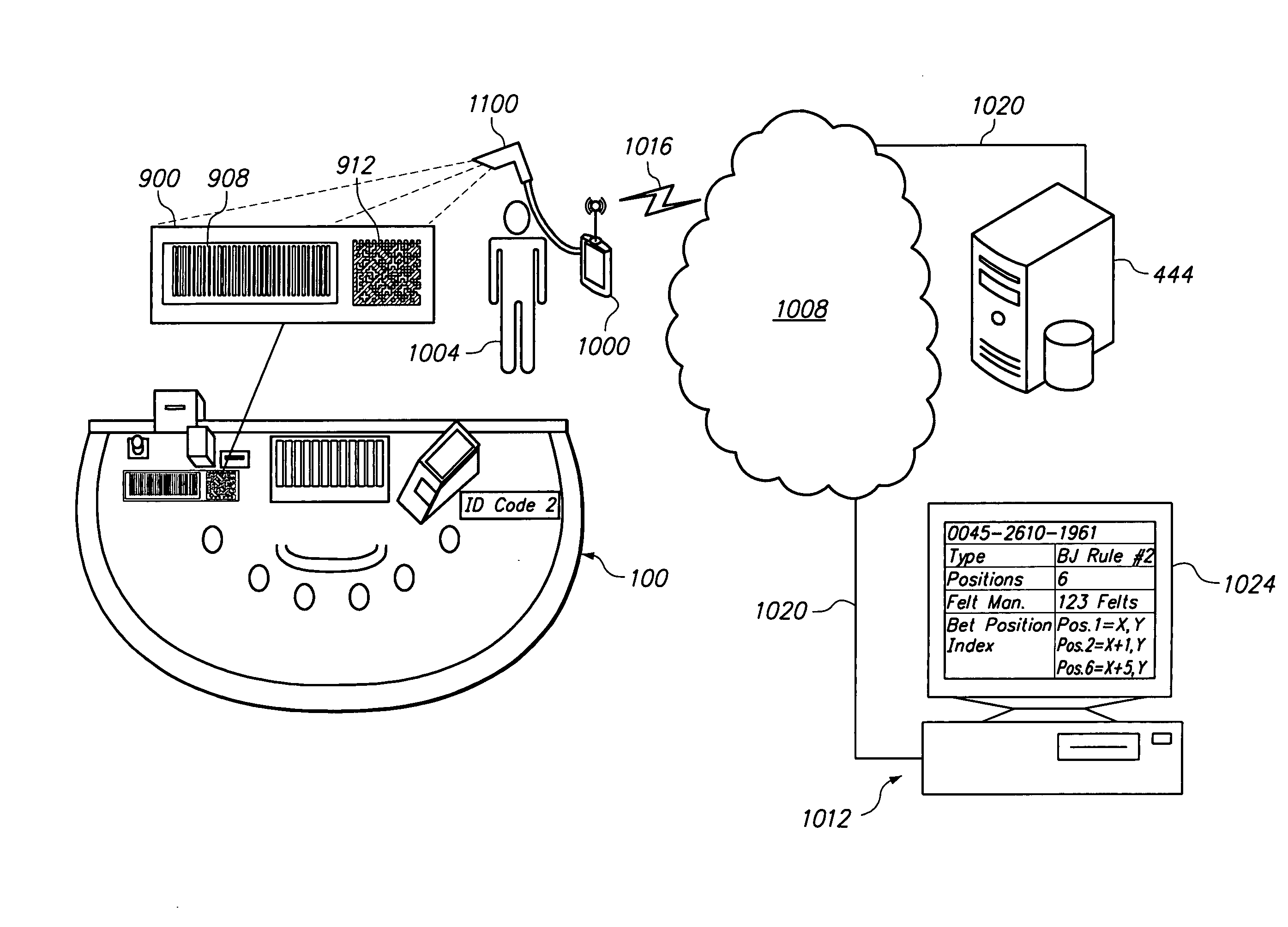 Table monitoring identification system, wager tagging and felt coordinate mapping