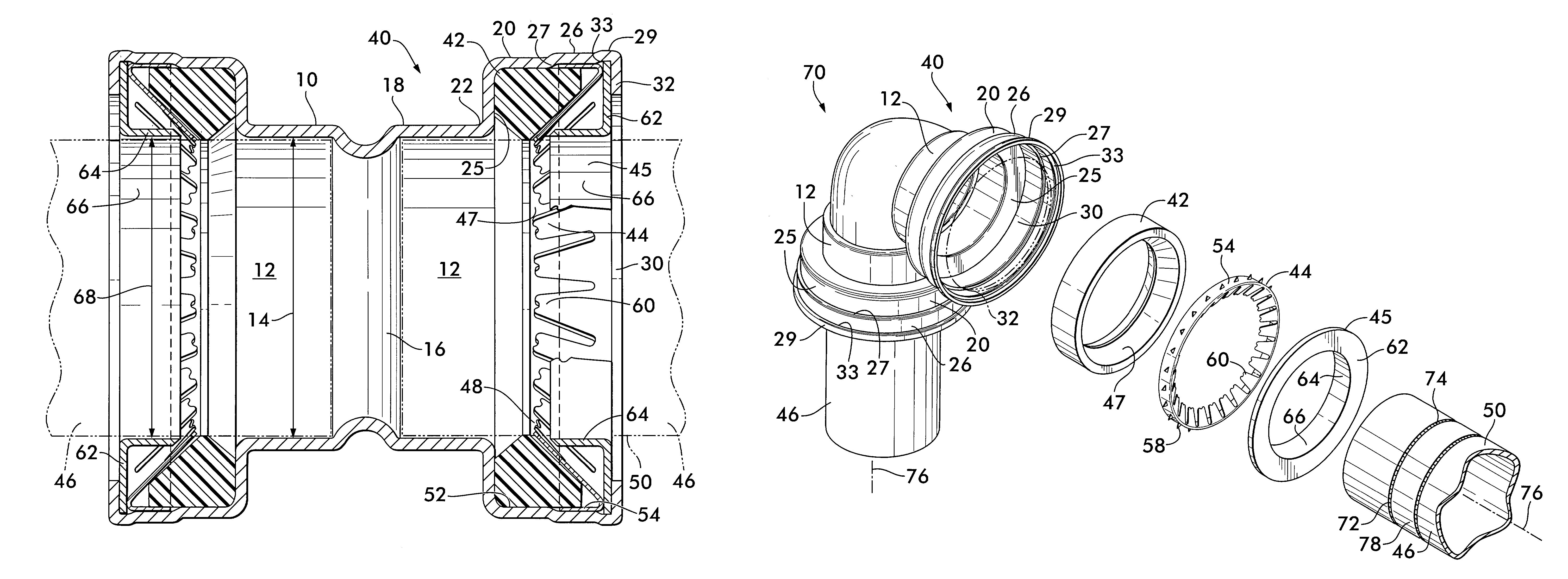 Triple-expanded mechanical pipe coupling derived from a standard fitting