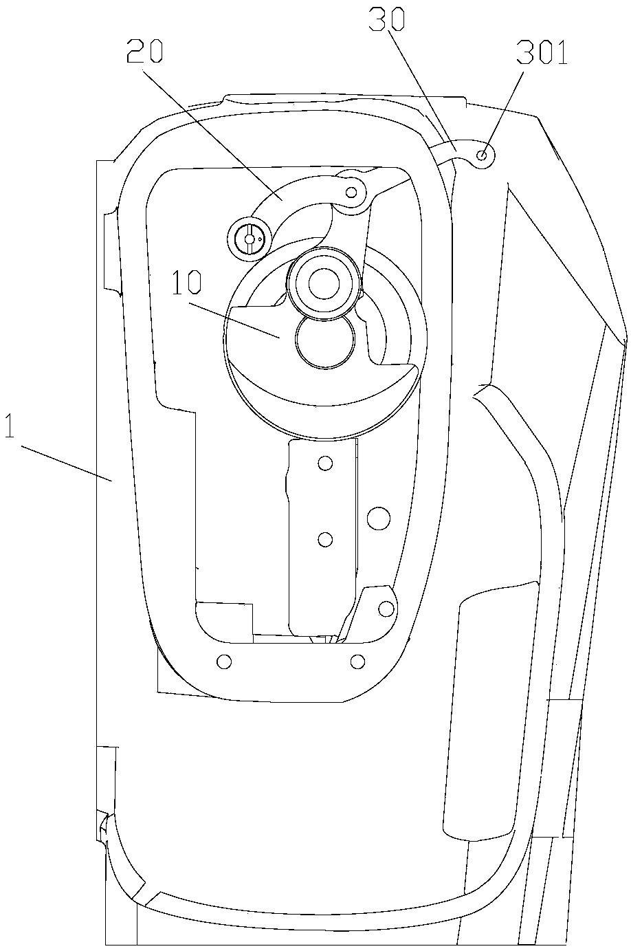 Sewing machine for automatically adjusting line taking for thickness of sewing material and line taking adjusting method thereof