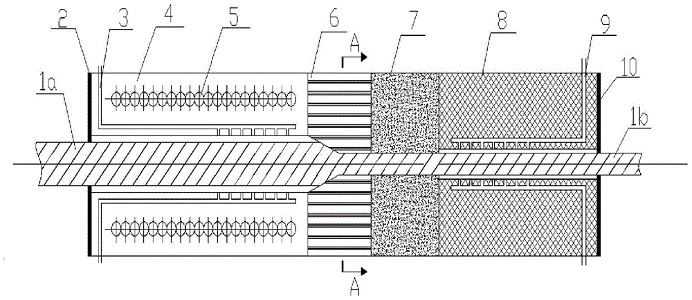 Heating-wiredrawing-finish drawing shaping-cooling wire preparing device