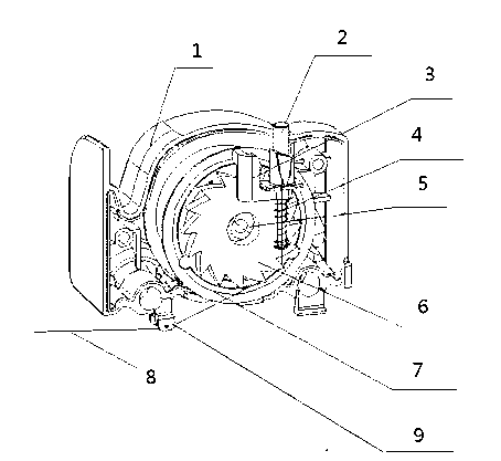 Volute energy storage pushing trolley with braking device