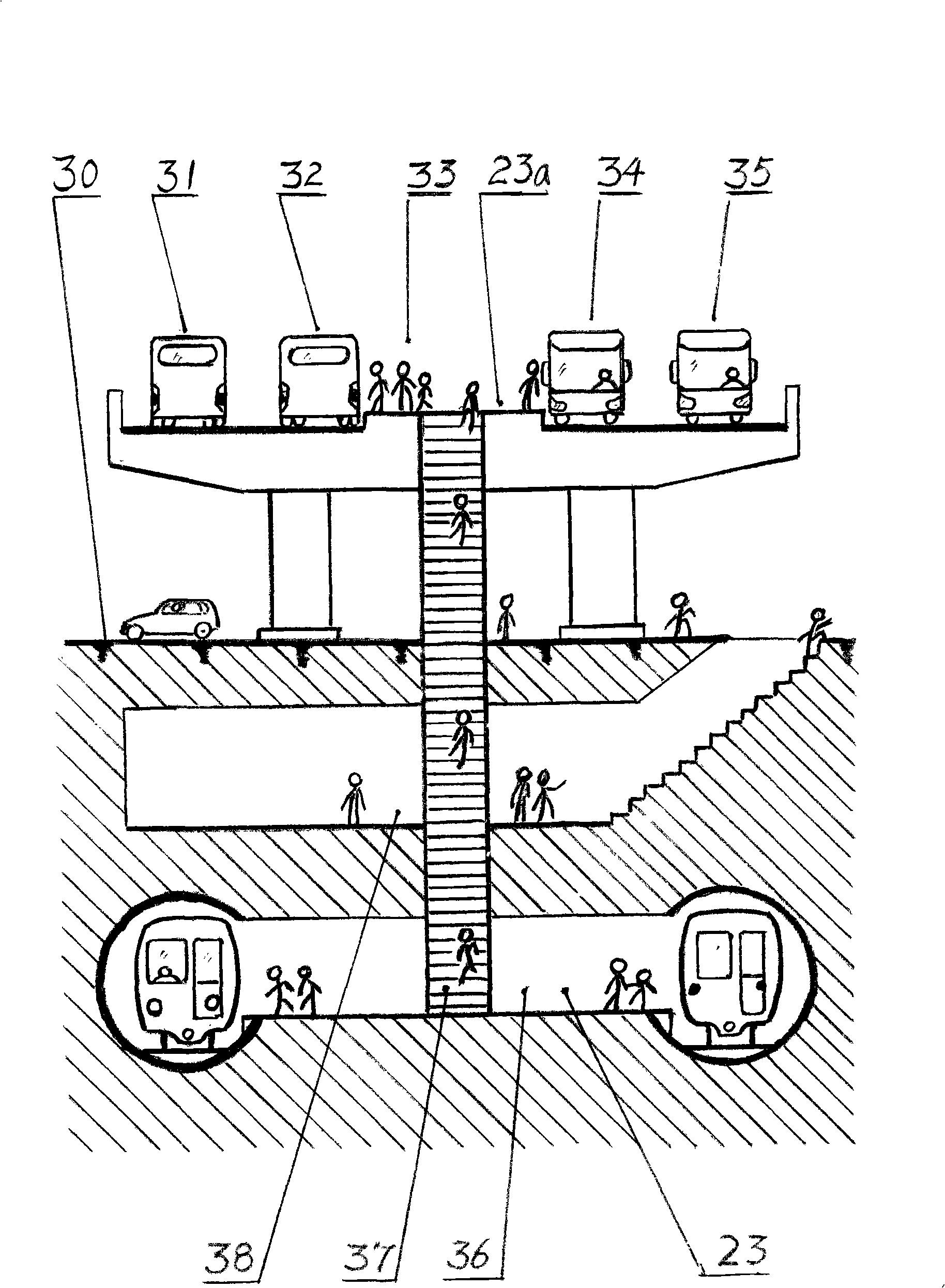 Twisting ring linear city rail traffic route