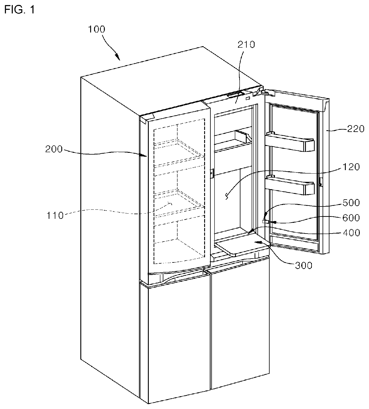 Refrigerator and folding guide device provided therein