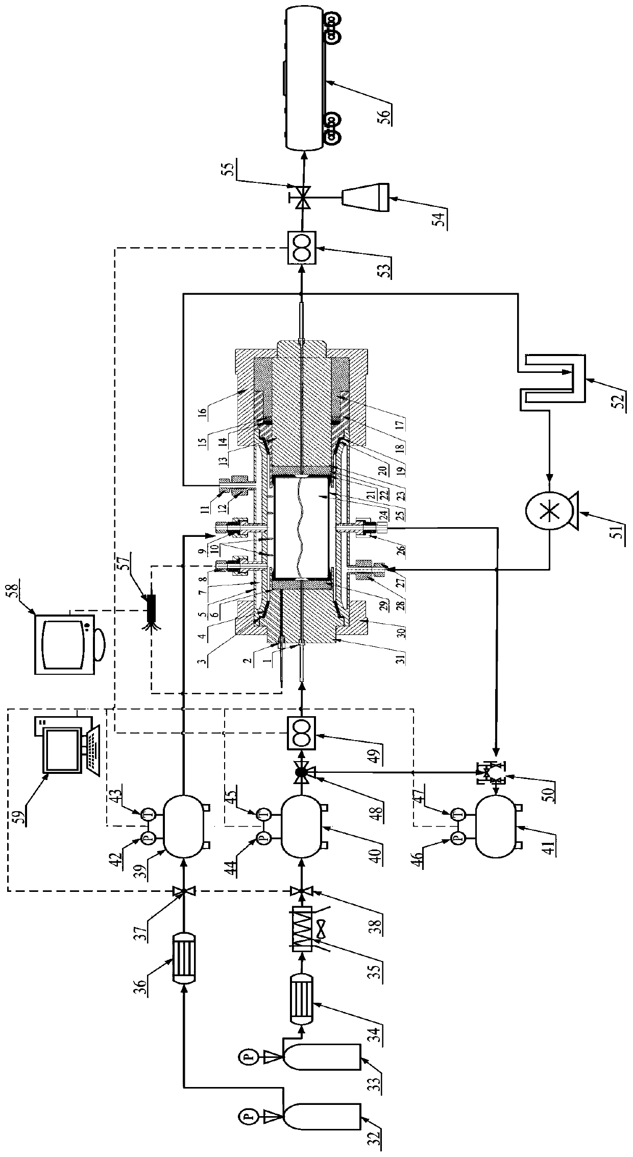 In-situ exploitation flow-heat transfer experiment device for compact oil shale